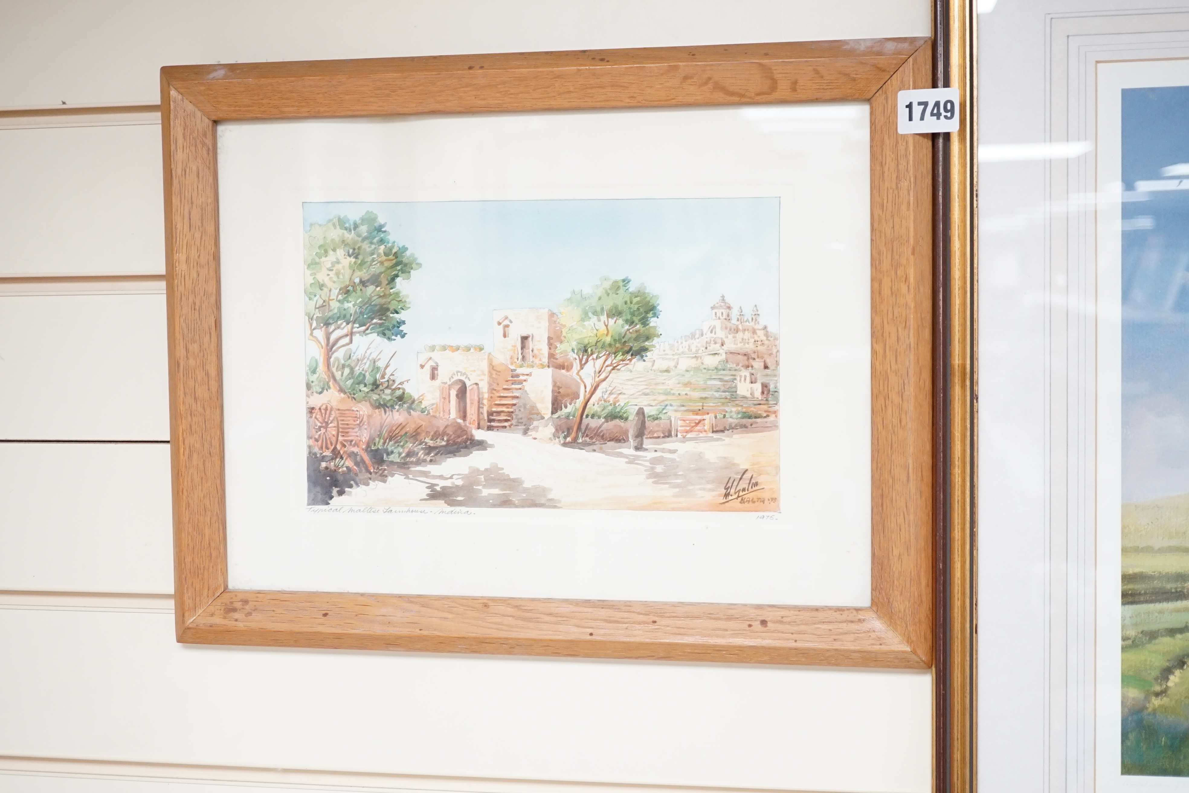 Edwin Galea (Maltese, b.1933), watercolour, 'Typical Maltese farmhouse - Mdina', signed and dated 1975, 27 x 36cm. Condition - fair, few minor spots of foxing